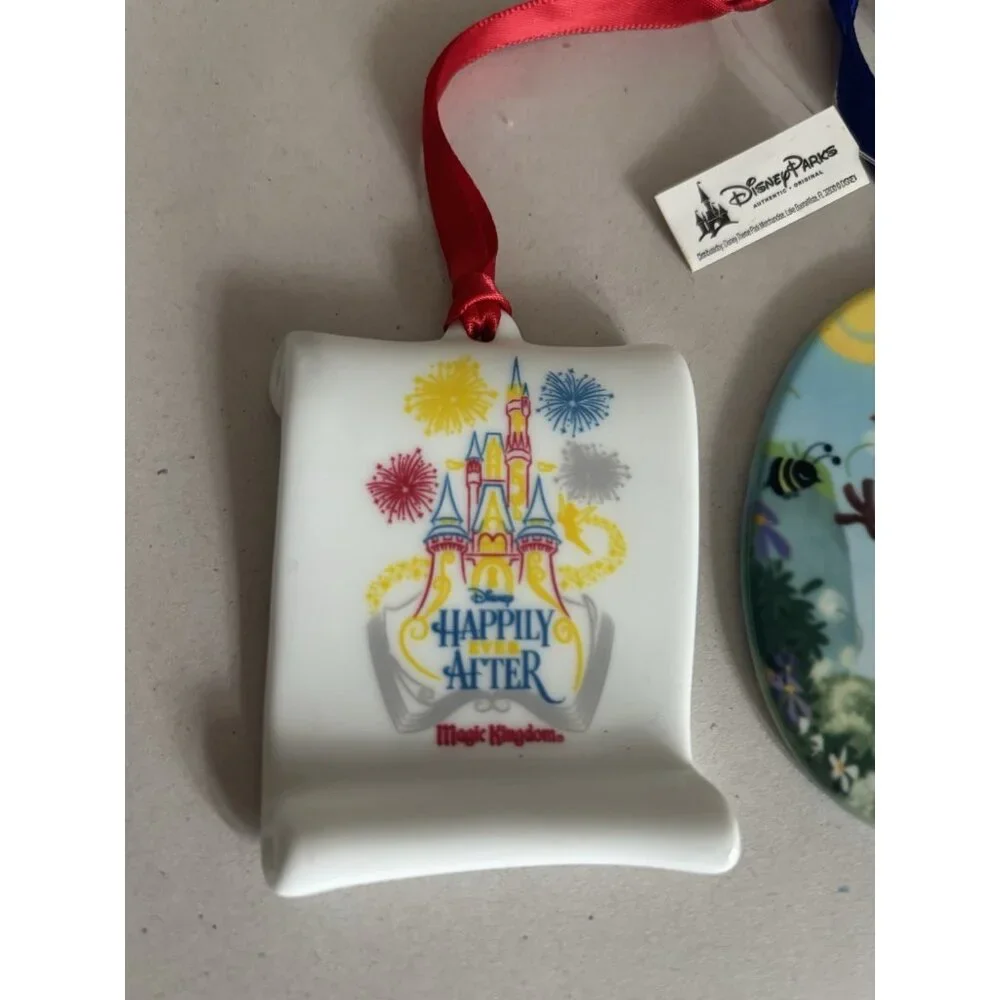 Lot Of 2 Disney Frozen Olaf & Happily Ever After Porcelain Ornament‎ NEW Holiday
